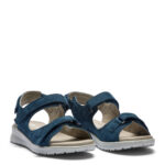 New Feet Damesandal med velcroremme, Nubuck Blå