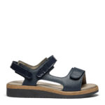 New Feet Damesandal med velcro og glat læder, Mørkeblå - Billede 2