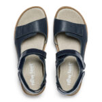 New Feet Damesandal med velcro og glat læder, Mørkeblå - Billede 3