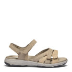 New Feet Damesandal med velcroremme, Ruskind, Sand - Billede 3