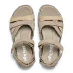 New Feet Damesandal med velcroremme, Ruskind, Sand - Billede 2