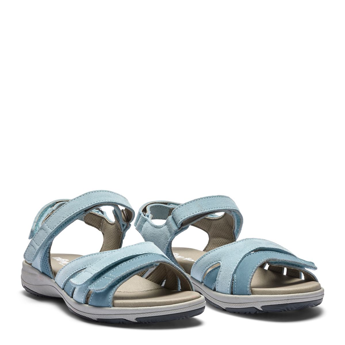 261-30-1740-b New Feet Damesandal med velcroremme, Ruskind, Blå - Billede 1