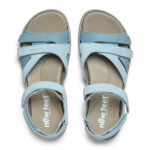 New Feet Damesandal med velcroremme, Ruskind, Blå - Billede 3
