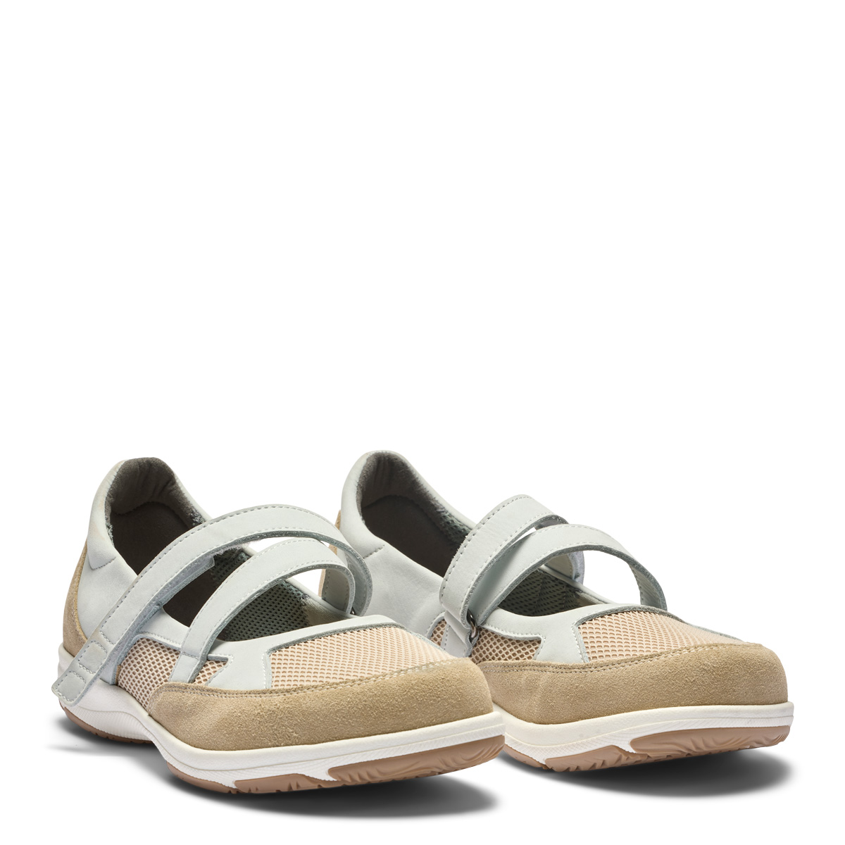 261-33-835-b New Feet Ballerina med velcro, Mesh, Sand - Billede 1
