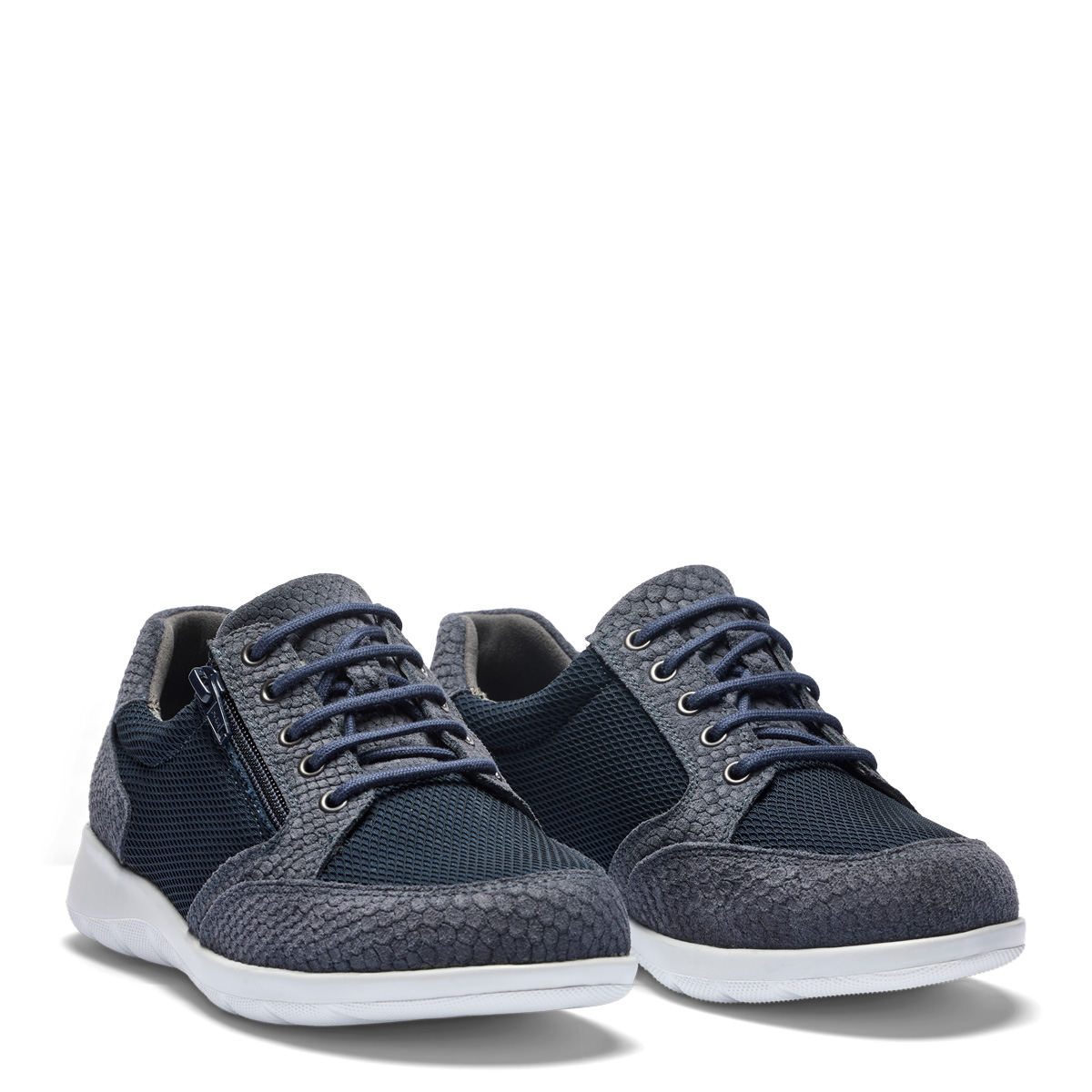 261-44-842-b New Feet Gråblå Damesko Med Snøre/Lynlås - Billede 1