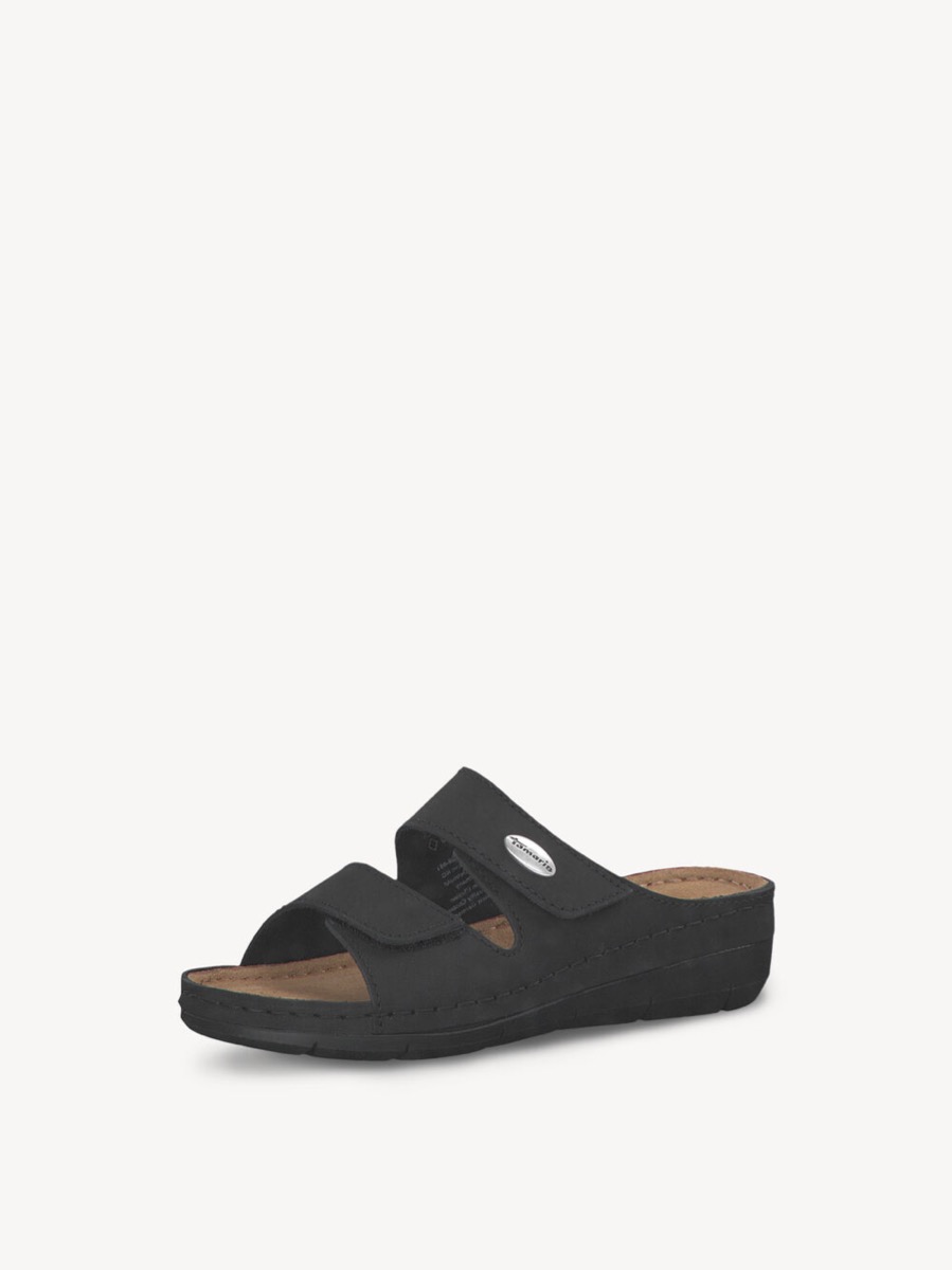 27510-41-001_01-1 Tamaris Sort Læder Sandal - Billede 1