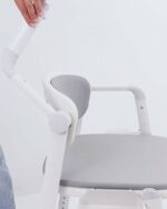 Bad Og Toiletstol Multifunktionel Med PU Sæde + Ryg - Billede 3