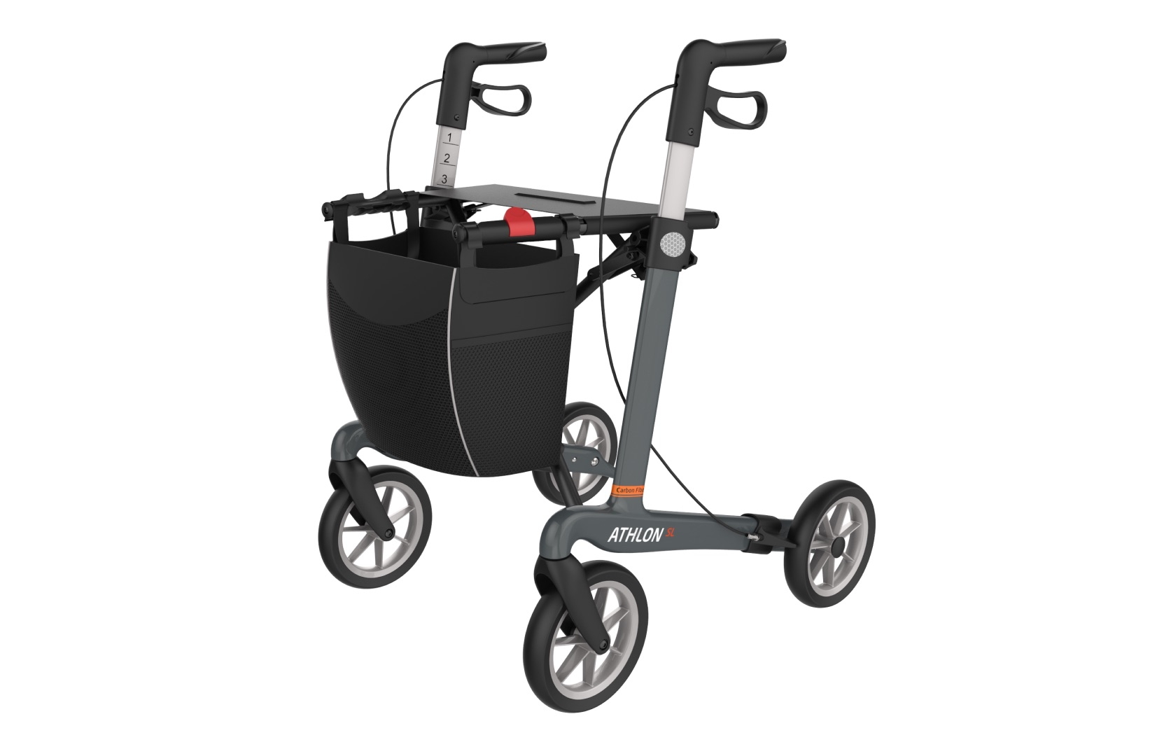 Rollator Athlon 5,2 kg Grå m.Soft hjul - Billede 2