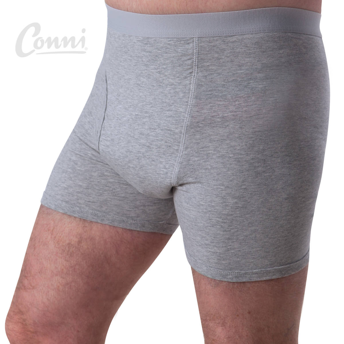 conni-mens-kalven-grey-1500-1200x1200-1 Boxershorts inkontinens herre grå - Billede 1
