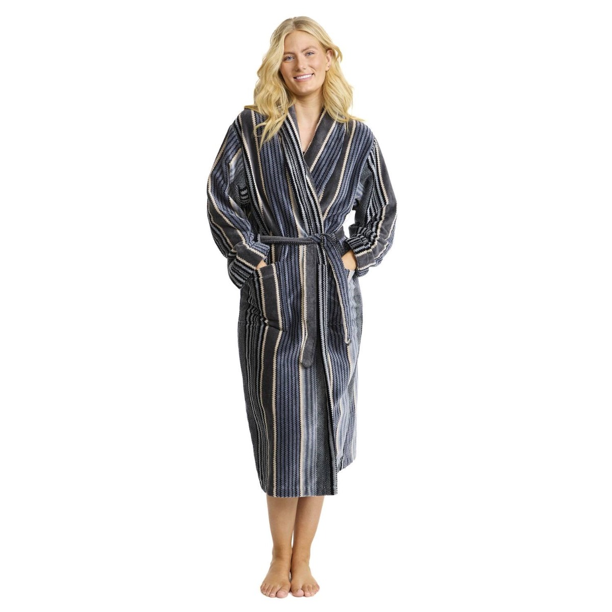 danella_gra_velour_badeka_be-2 Danella Grå Velour Badekåbe - Billede 1