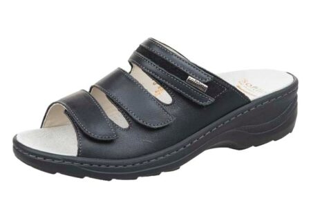 Fidelio Sort Sandal Læder Med Velcroremm