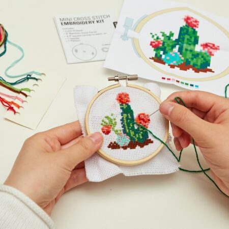 Korsstingsbroderisæt Med Kaktus