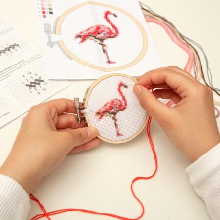 Korsstingsbroderisæt Med Flamingo