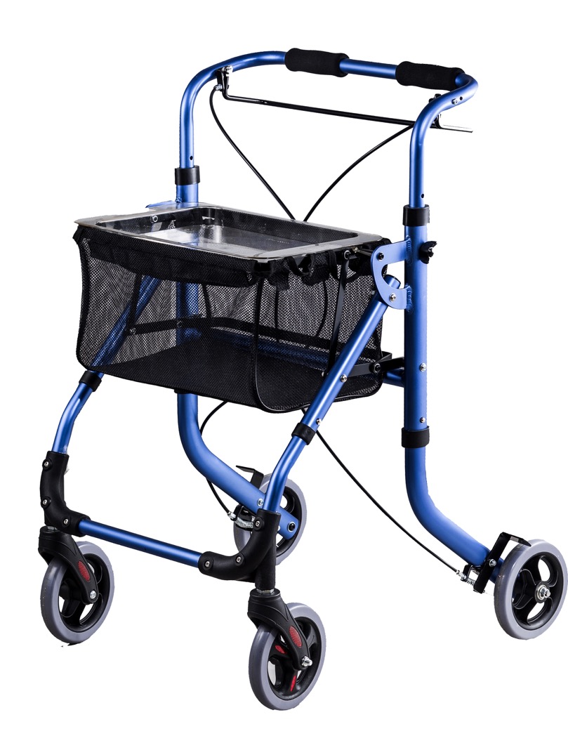 indoor_rollator_picture Rollator indendørs Blå med bakke/kurv - Billede 1