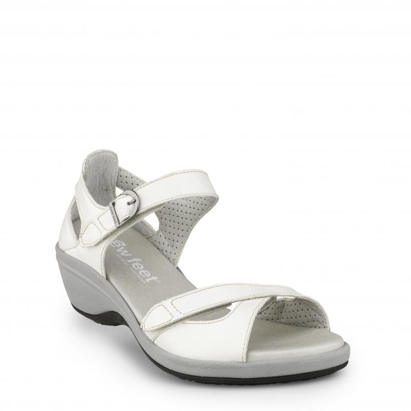 n10106-p-sil-fl_5 Sandal Hvid str.42 m/skrårem New Feet - Billede 1