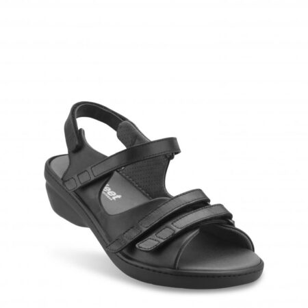 Damesandal Sort str.41 m/bagrem New Feet