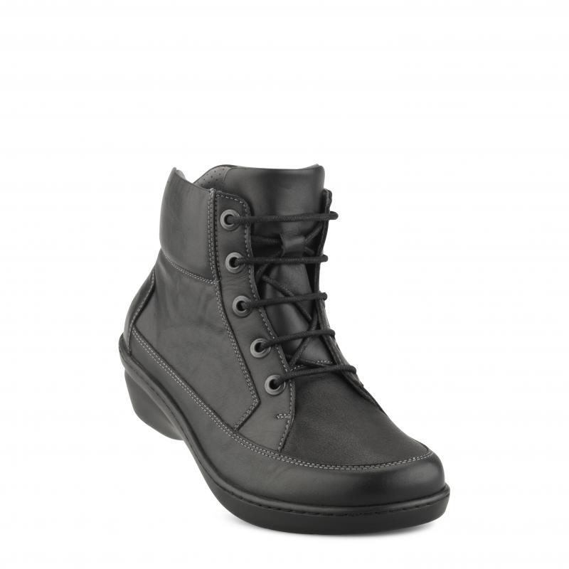 n10450-ps-bla-fl_4 Damestøvlet Sort str.41 m/snøre New Feet - Billede 1