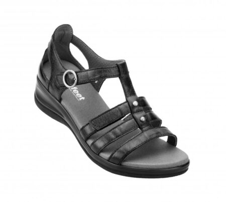 Sandal Sort str.38 m/spænde New Feet