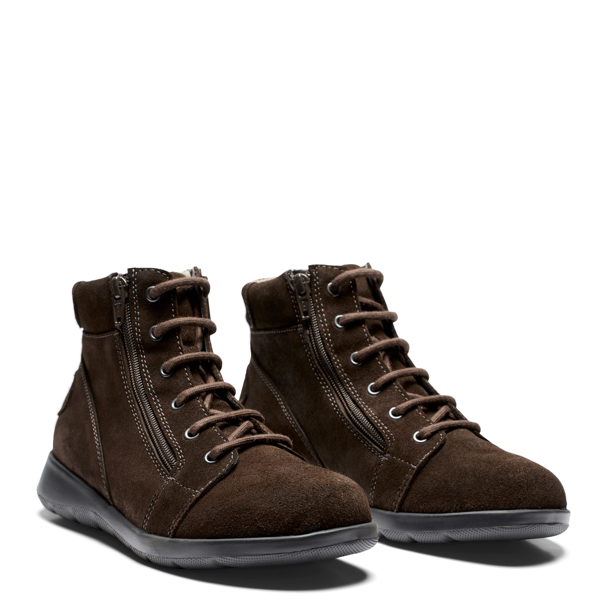 new_feet_brun_st_vle_nubuck_l_der_lynlys_242-25-1734-a-1 New Feet Brun Støvle Nubuck Læder Lynlås - Billede 1