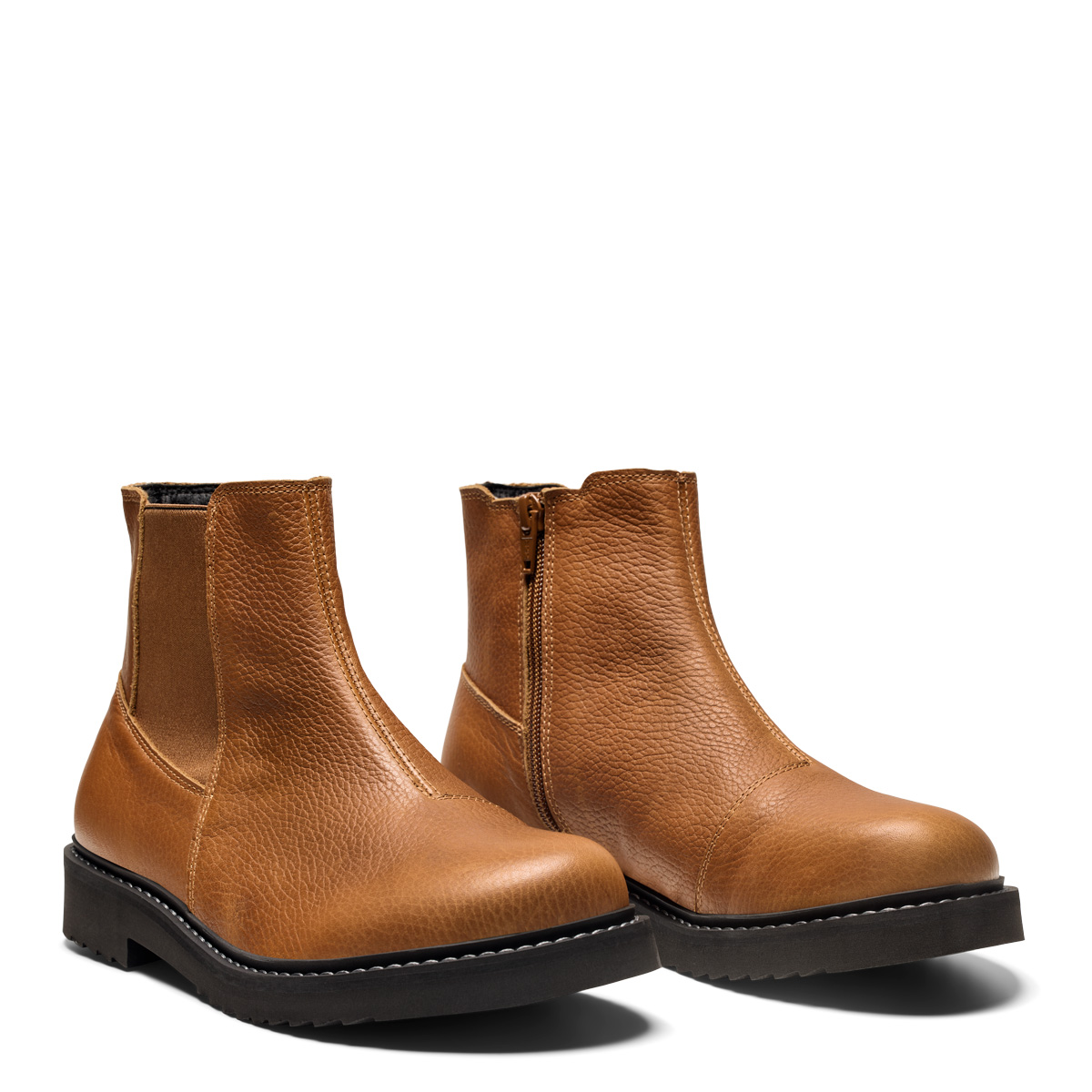new_feet_cognac_st_vle_med_lynl_s-1 New Feet Cognac Støvle Med Lynlås - Billede 1