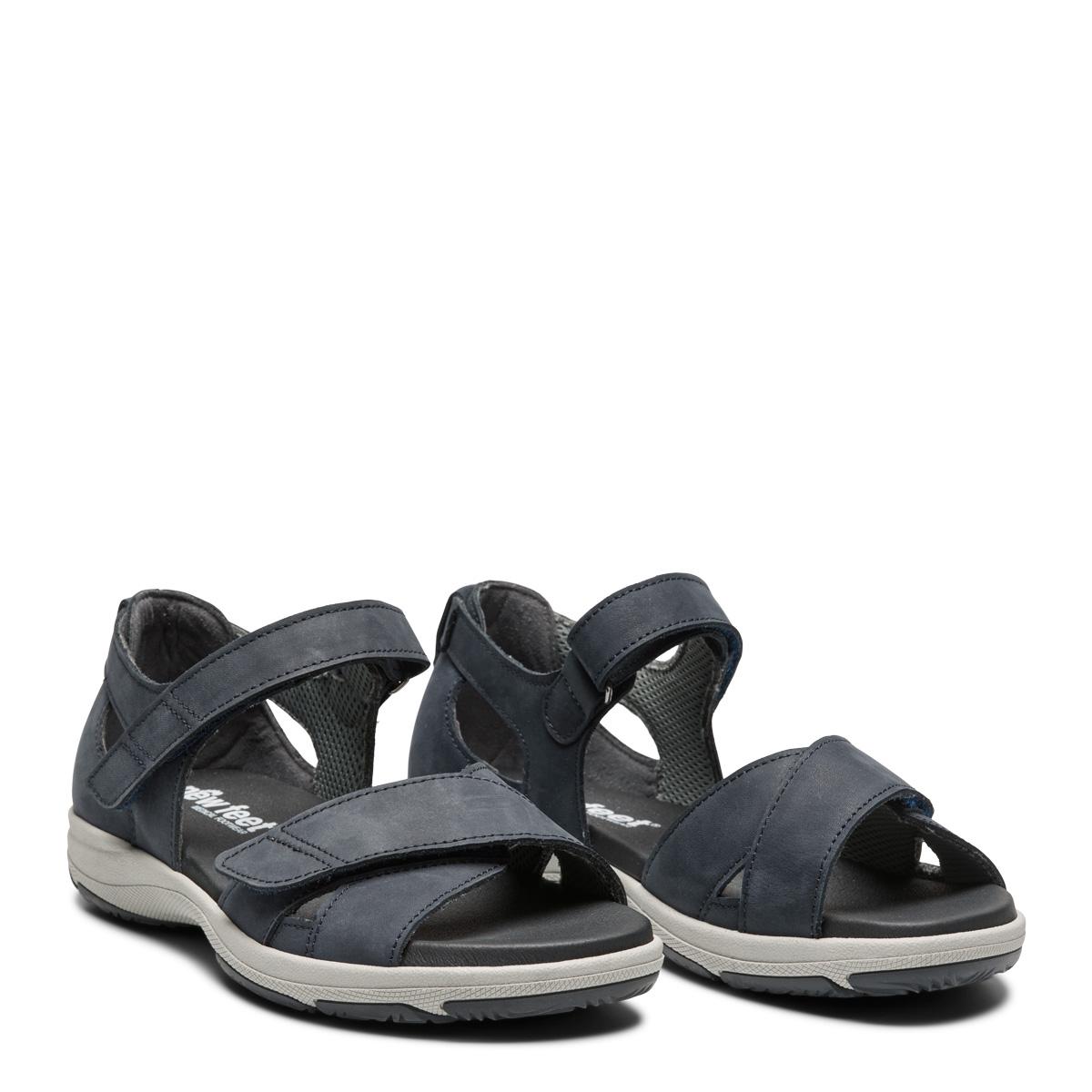 new_feet_m_rkebl_sandal_nubuck_l_der-1 New Feet Mørkeblå Sandal Nubuck Læder - Billede 1