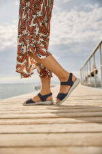 New Feet Mørkeblå Nubuck Sandal I Læder - Billede 4