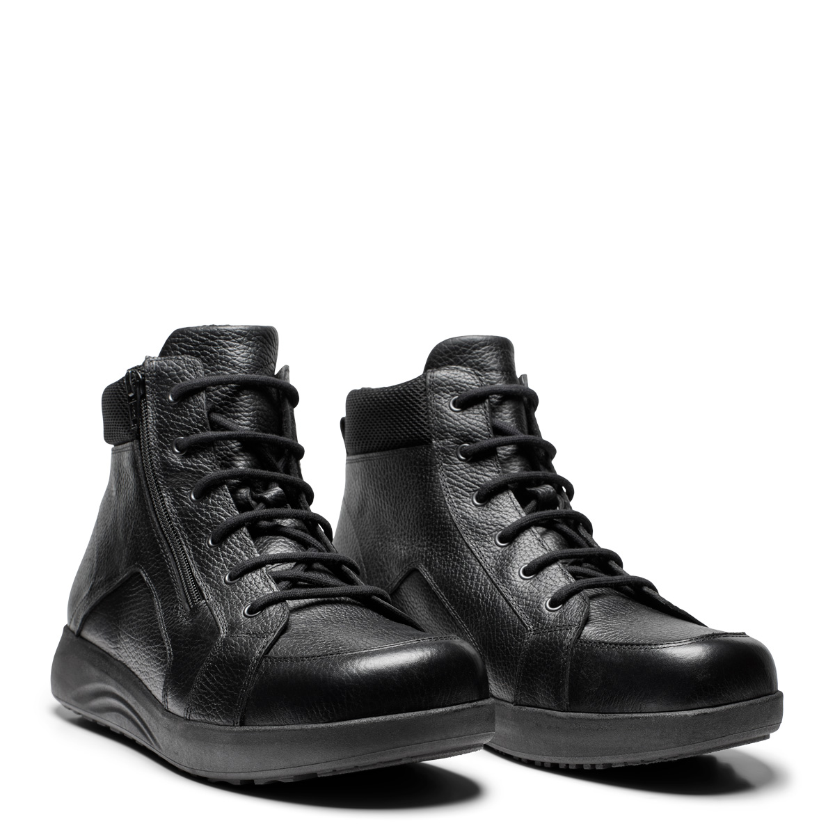 New Feet Sort Herrestøvle Glat Læder - Billede 2