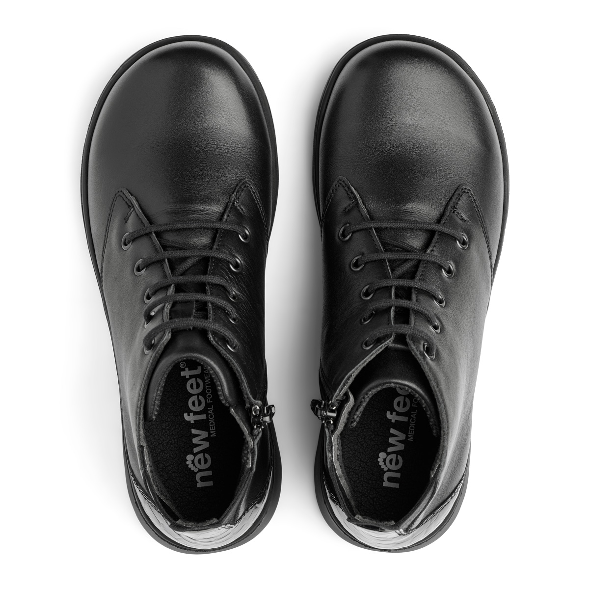 New Feet Sort Støvle Med Glat Kalveskinslæder - Billede 4