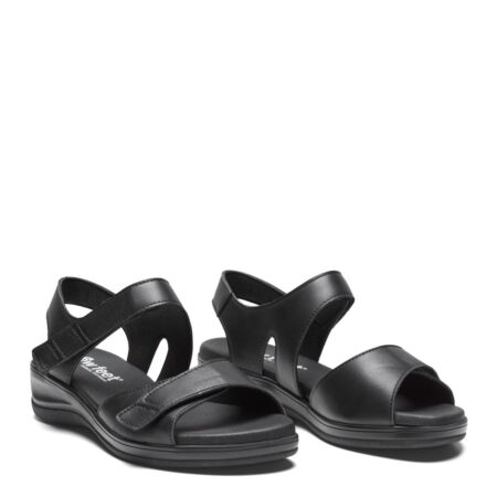 New Feet Sort Sandal med 2 Velcroremme