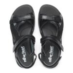 New Feet sort Sandal med 3 velcroremme - Billede 3