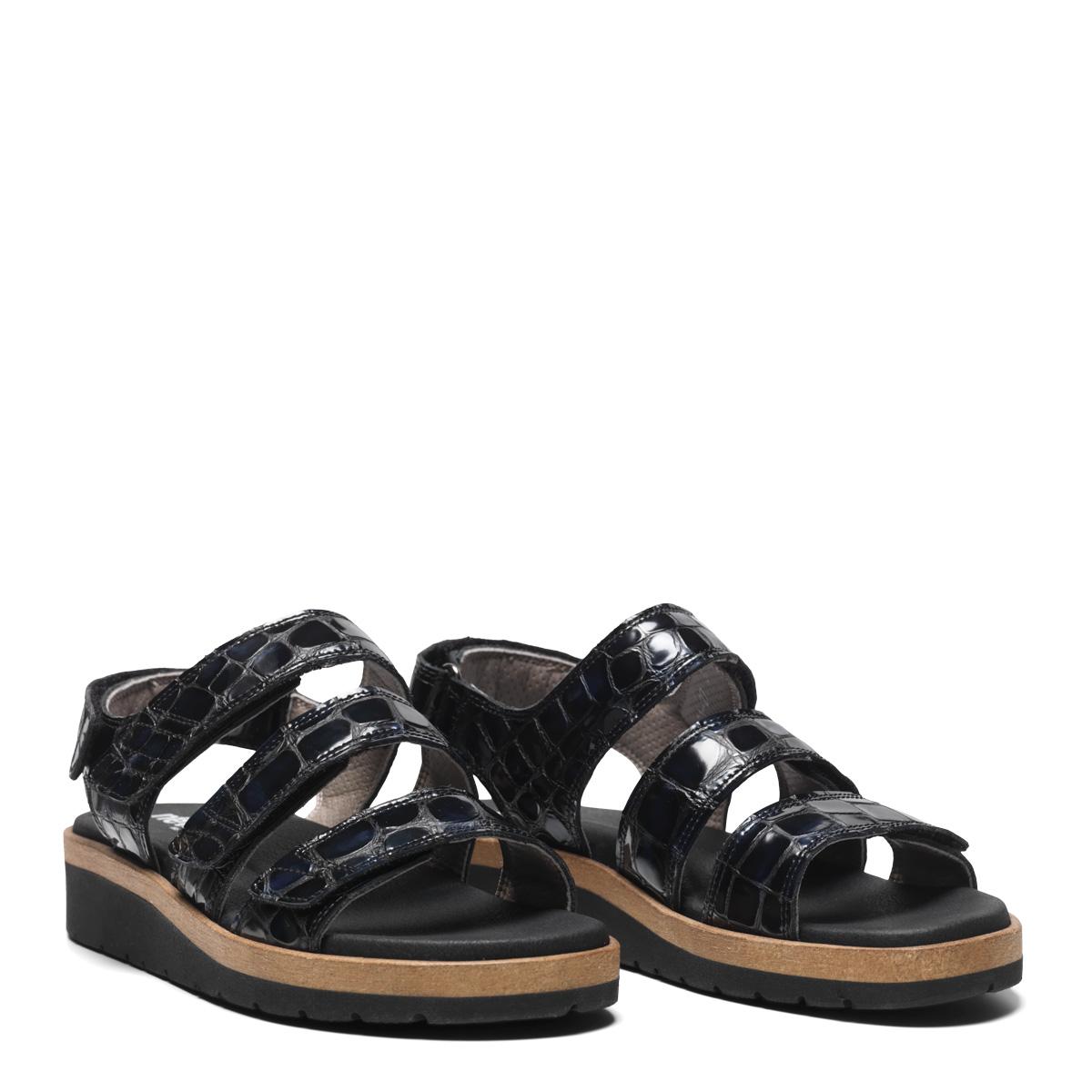 new_feet_sort_sandal_med_kalveskind-1 New Feet Sort Sandal Med Kalveskind - Billede 1