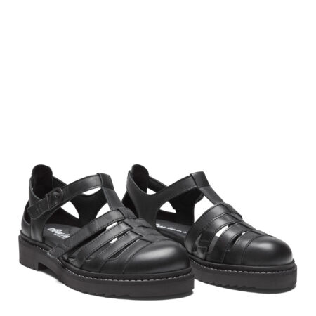 New Feet Sort Sandalsko Med Glat Læder