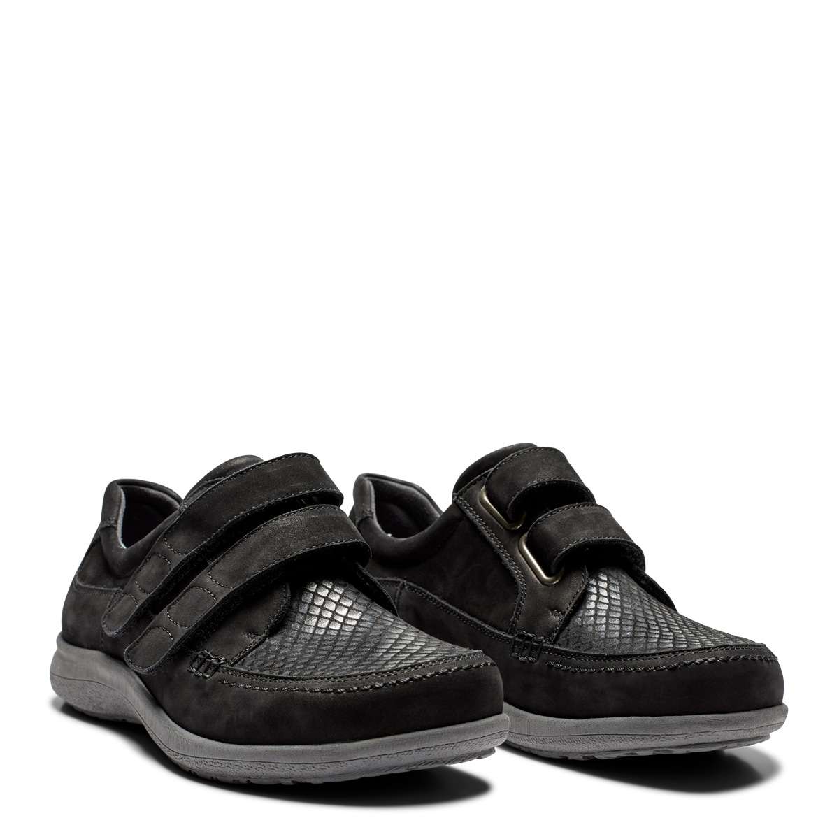 New Feet Sort Sko Kalveskind Med Stretch - Billede 2