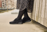 New Feet Sort Sko Med Stretch Præget Læder - Billede 5