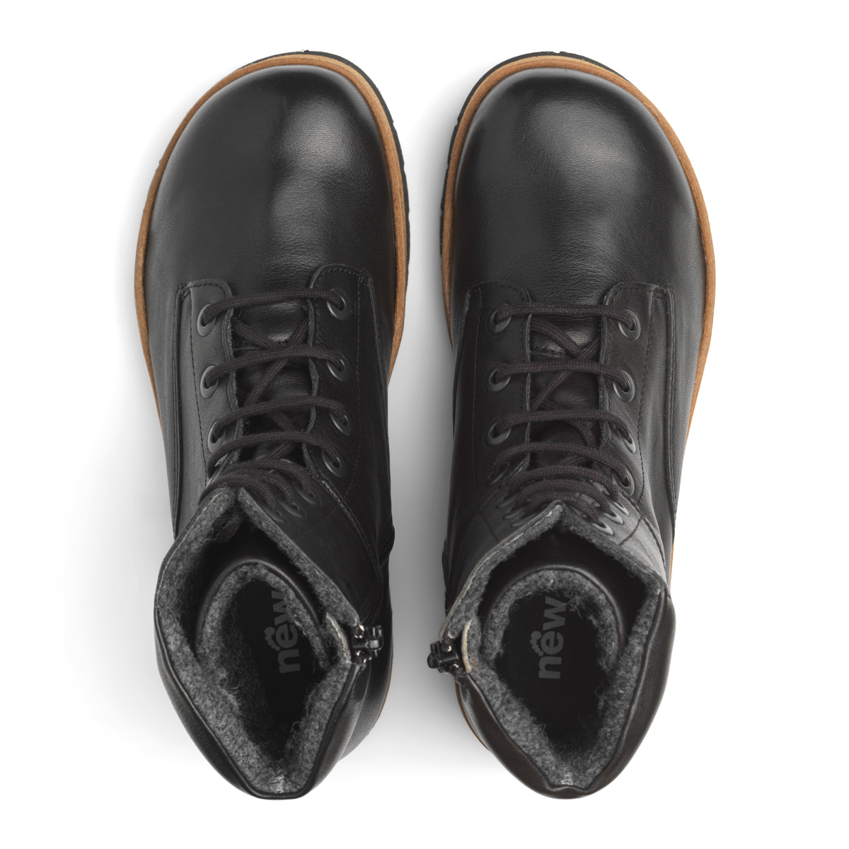 New Feet Sort Snørestøvle Glat Læder - Billede 4