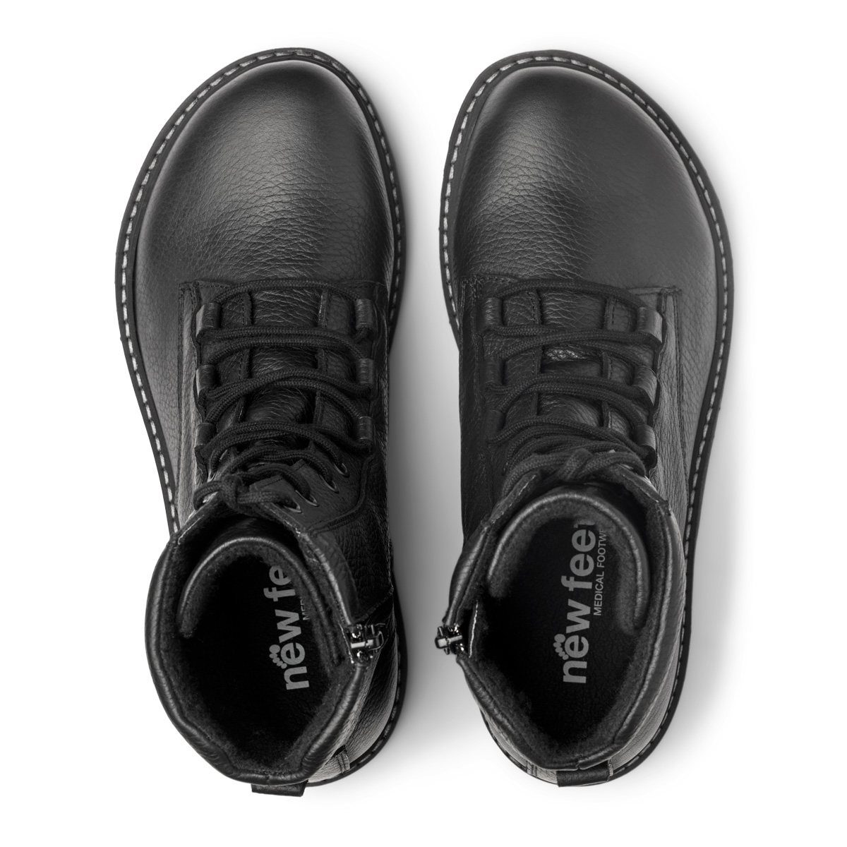 New Feet Sort Støvle Glat Læder - Billede 3