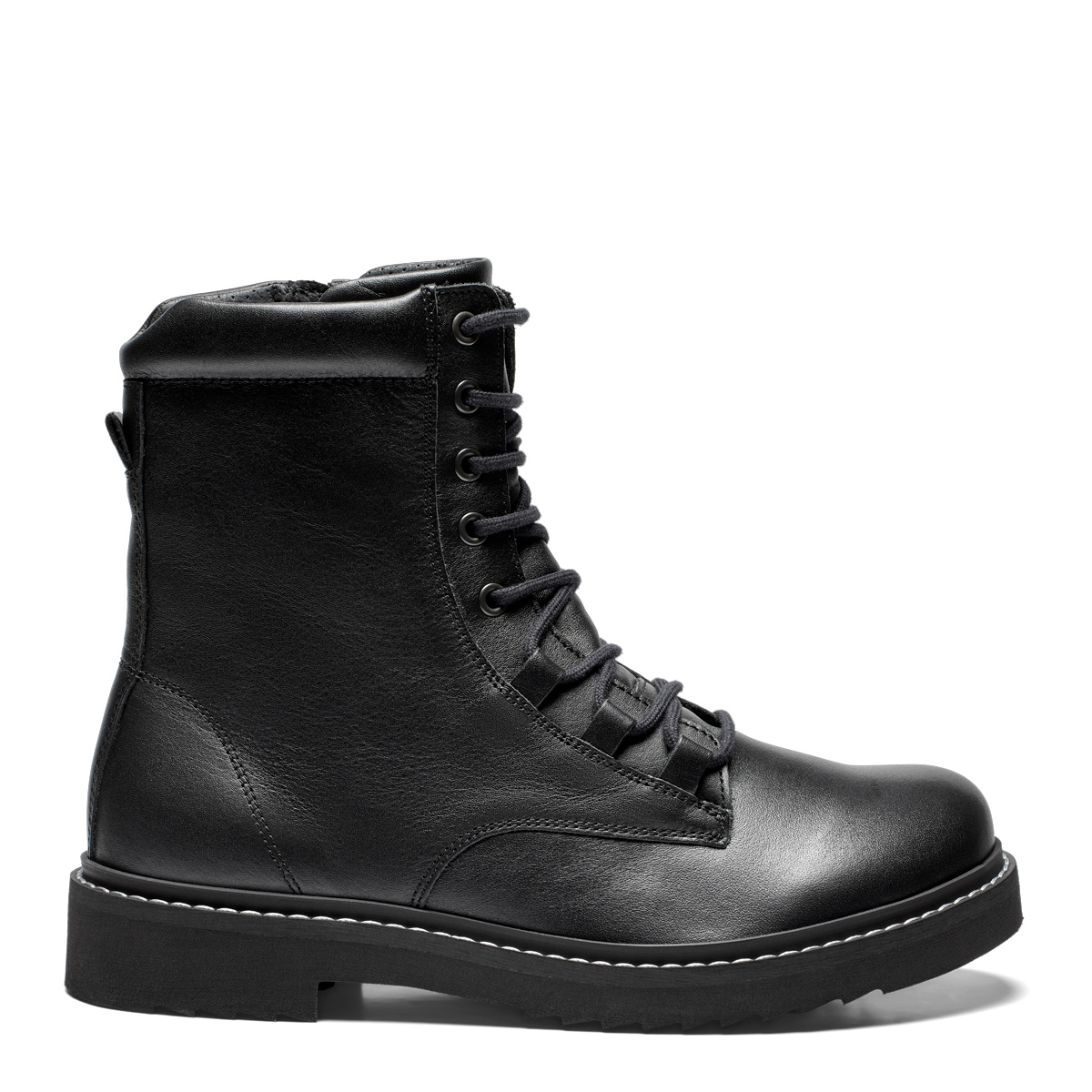 New Feet Sort Støvle Glat Læder Lynlys - Billede 3