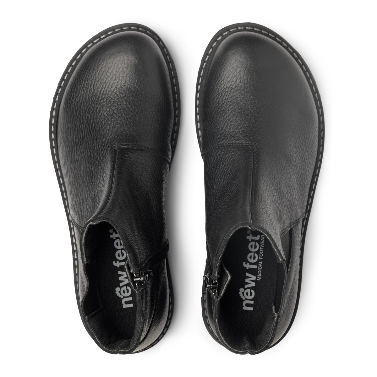 New Feet Sort Støvle Med Lynlås - Billede 2