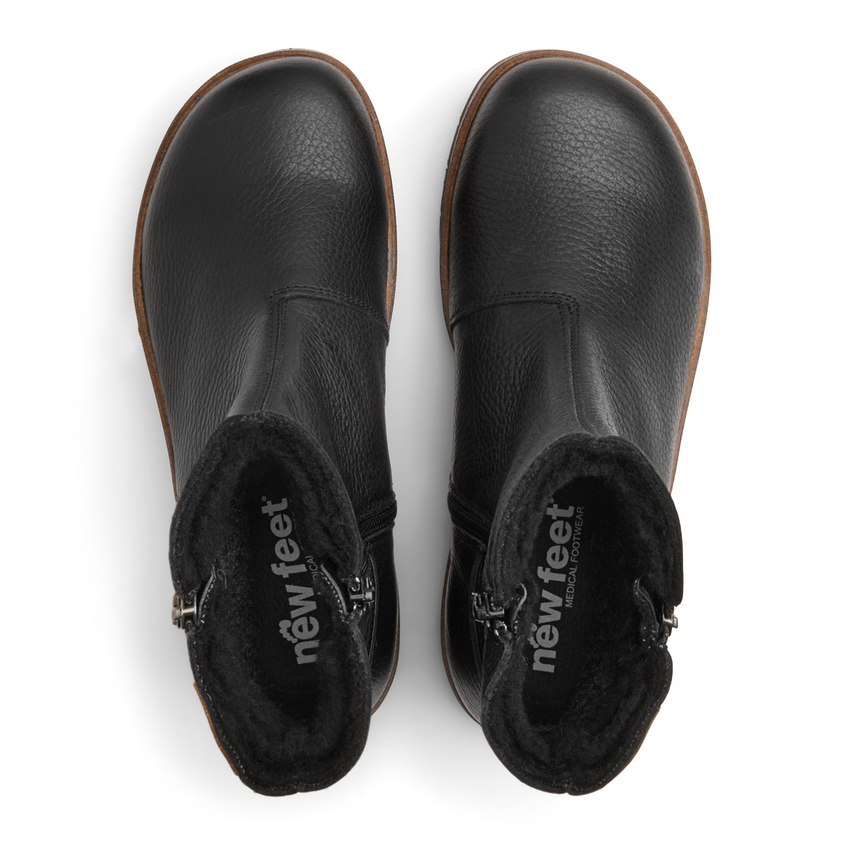 New Feet Sort Støvle Med 2 Lynlåse - Billede 4