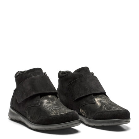 New Feet Sort Støvle Med Textil Stretch