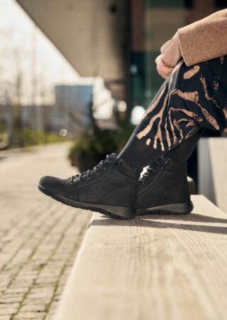 New Feet Sort Støvle Nubuck Læder Lynlås