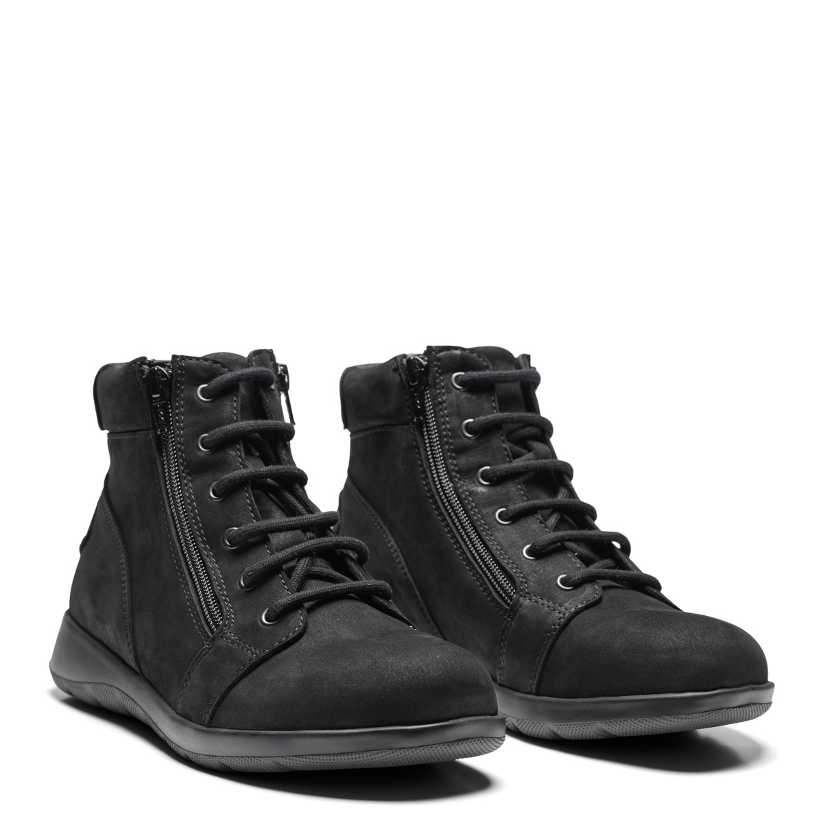 New Feet Sort Støvle Nubuck Læder Lynlås - Billede 2