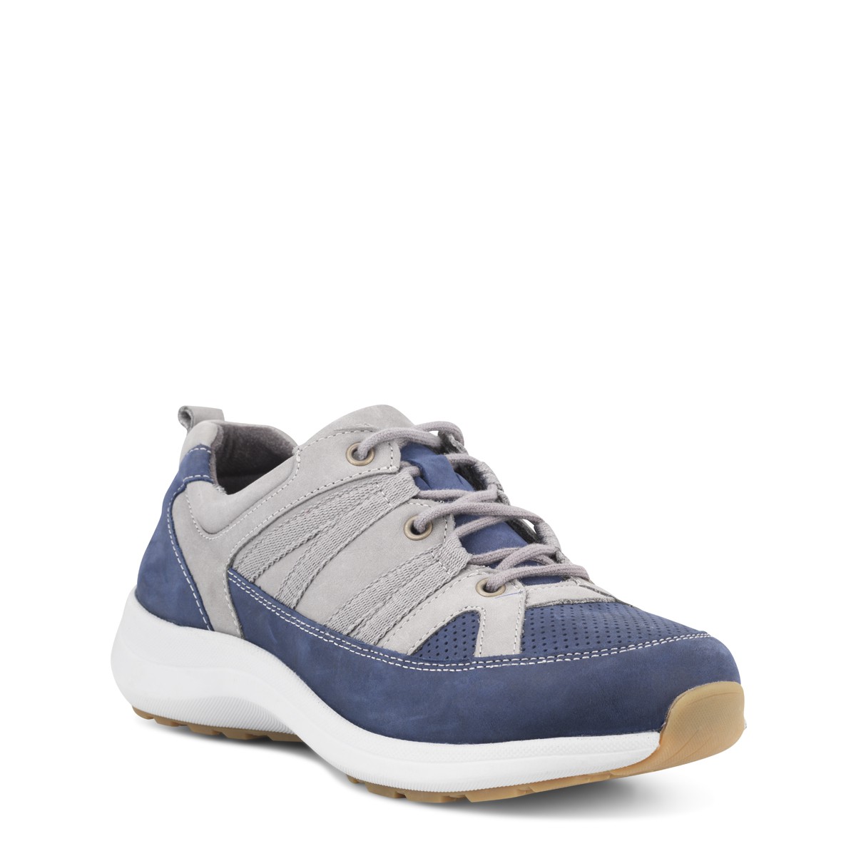 nf10154-312 New Feet Snøresko blå og grå Skind - Billede 1