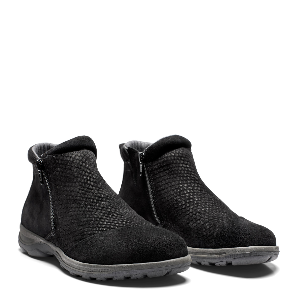 nf242-13-1710 New Feet Sort Støvle Ruskind 2 Lynlåse - Billede 1