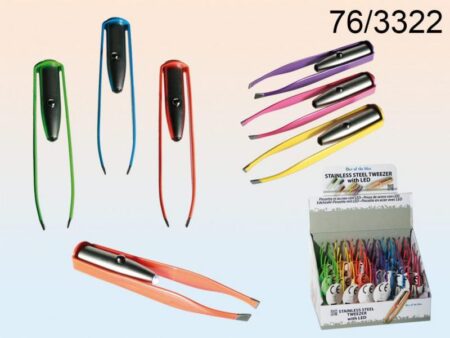 Pincet med LED lys, Farvet mål 9 cm