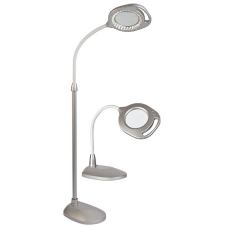 UDGÅET Gulv og Bordlampe Sølv m/LED