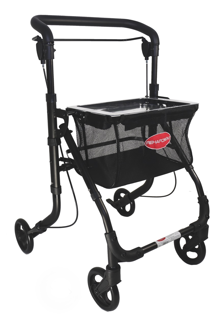 re12643364 Rollator Indendørs Sort med bakke/kurv - Billede 1