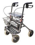 Rollator Grå med stokkeholder og kurv
