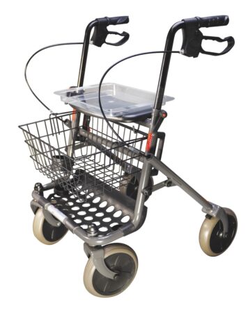 Rollator Grå med stokkeholder og kurv