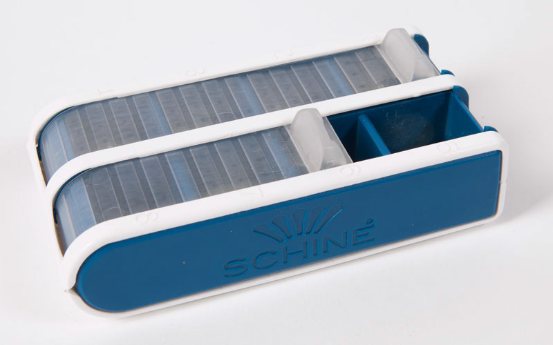 schine_pill_box2b-1 Pilleboks Blå Schine, Str S - Billede 1